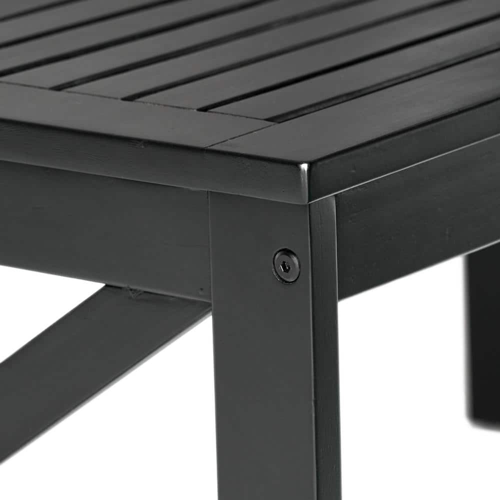 Black Acacia Wood Outdoor Rectangle Coffee Table