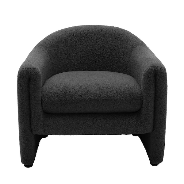 Modern Dark Gray Boucle Polyester Fabric Upholstered Accent Barrel Chair (Set of 1)
