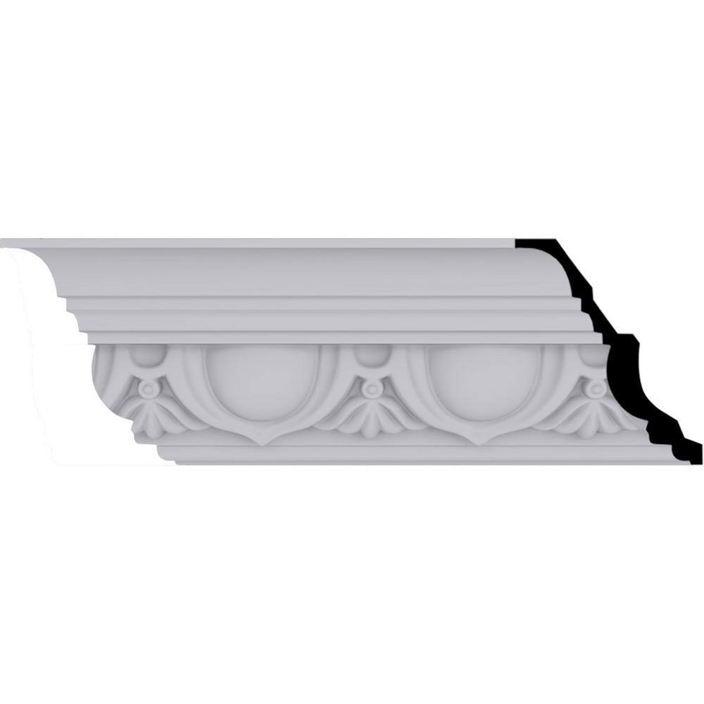 White Polyurethane Traditional Crown Moulding 7 3/8"H x 12"L