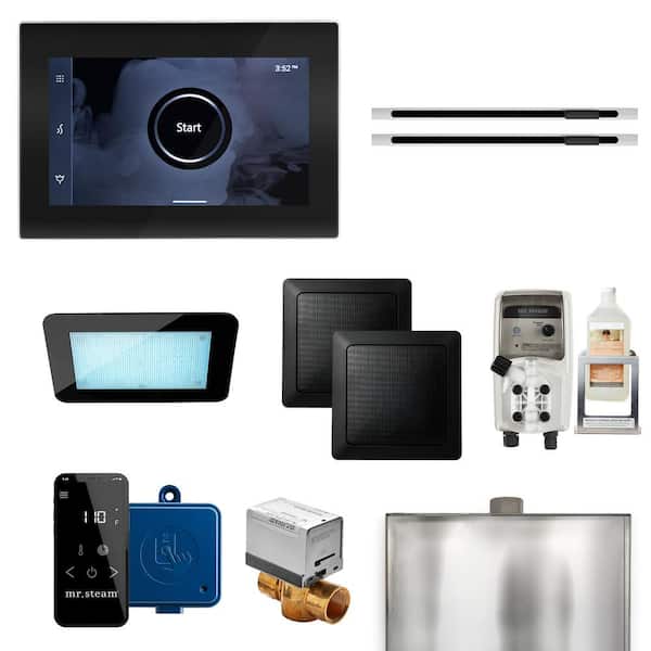 Mr.Steam XDream Max Linear Steam Generator Control Kit with iSteamX Control and Linear SteamHead in Black Polished Chrome