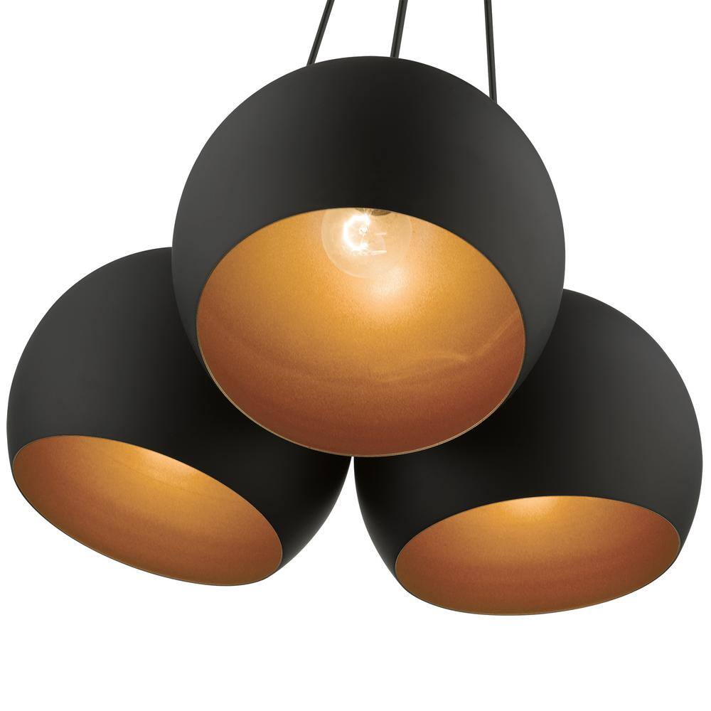 Piedmont Black and Brushed Nickel 3-Light Globe Pendant
