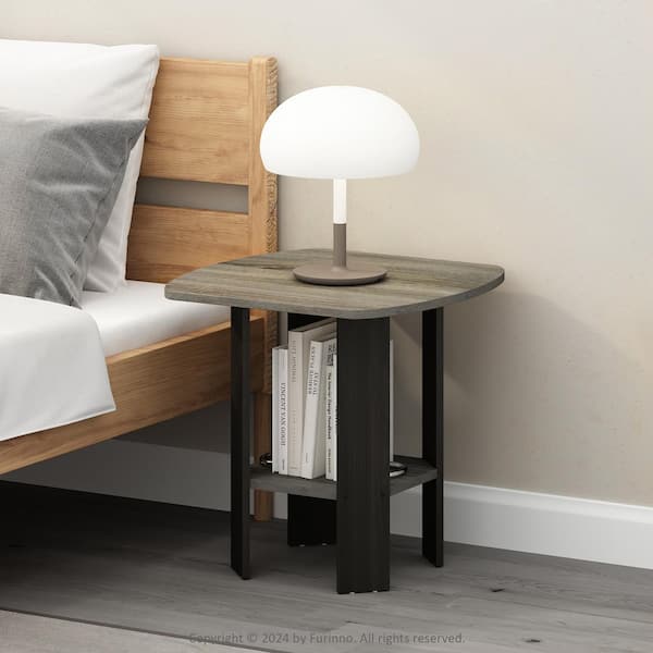 Furinno Tidur French Oak/Black 20 in. W Nightstand