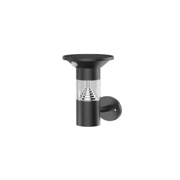 Mediterraneo Orlando Black Motion Sensing LED Solar Outdoor Wall Cylinder Light
