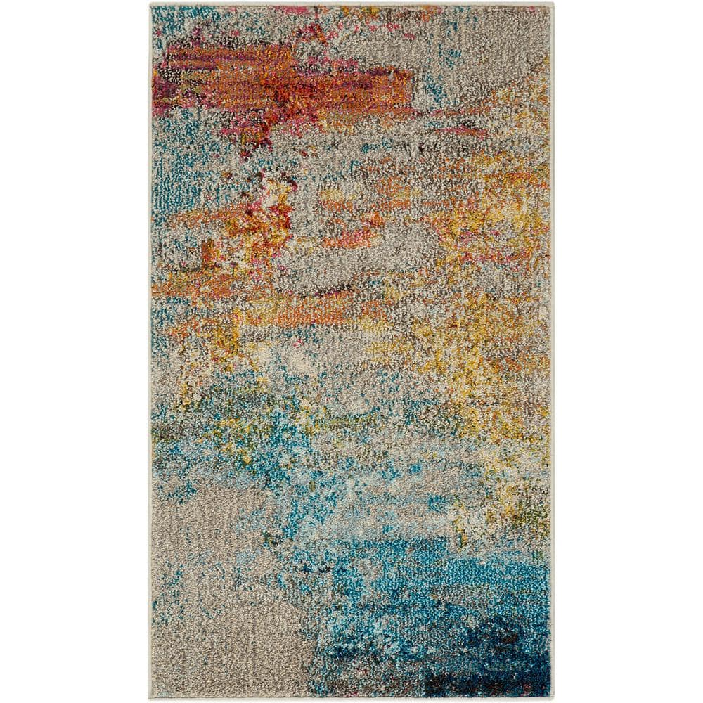 Celestial 2x4 Ft Med Grey Abstract Synthetic Rug