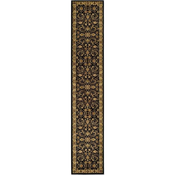 SAFAVIEH Lyndhurst Black/Ivory 2 ft. x 20 ft. Antique Floral Border Runner Rug