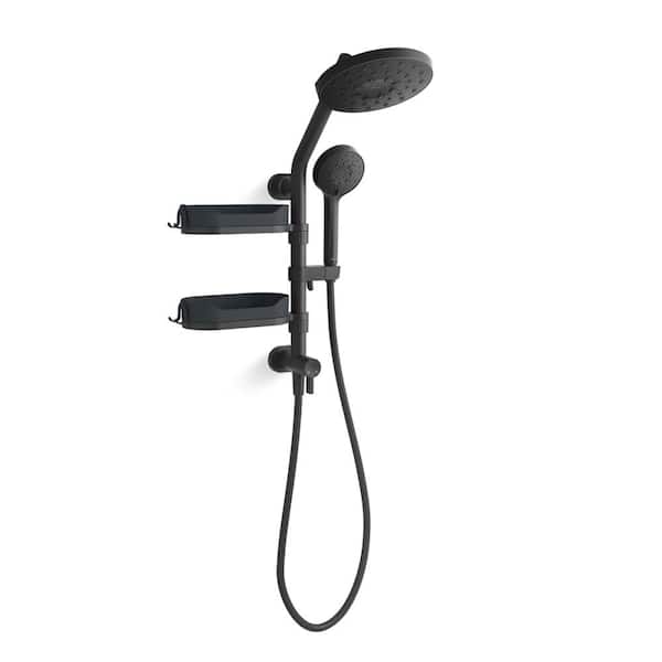 HydroRail 3-Spray Shower Column Kit with Hand Shower and Fixed Showerhead in Matte Black