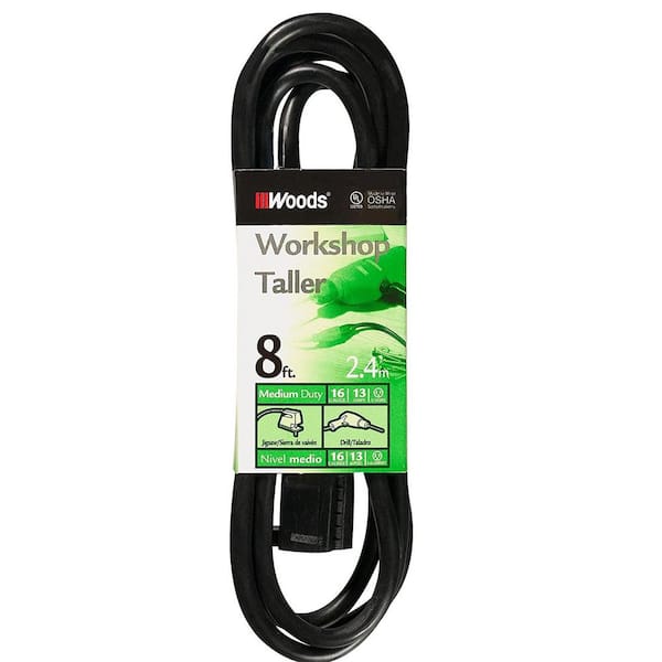 8 ft. 16/3 SJTW Outdoor Light-Duty Extension Cord Black