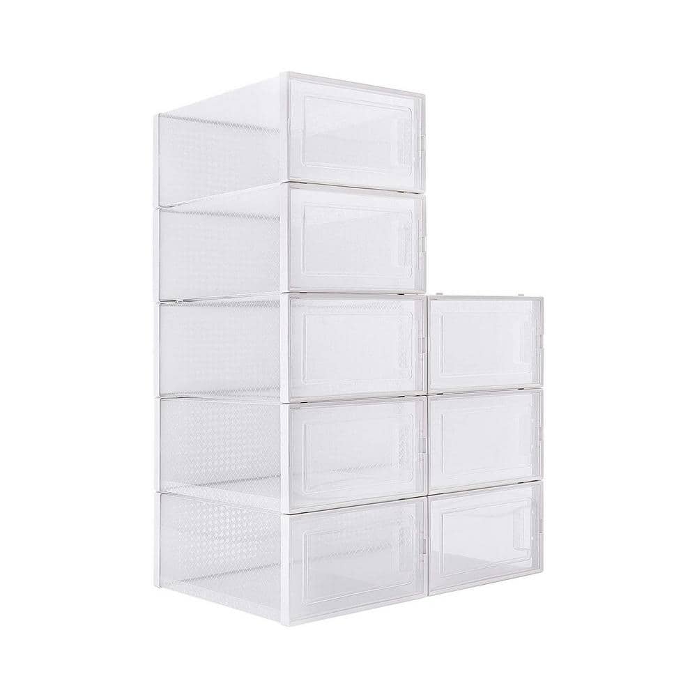 YIYIBYUS 20-Pair White Plastic Stackable Drop Front Shoe Boxes with Lid  HG-HSYXF-2061 - The Home Depot