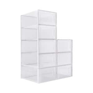 8-Pair White Clear Plastic Storage Shoe Boxes (1-Box)