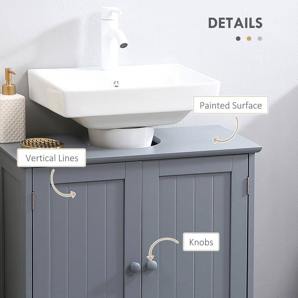 Gray MDF Pedestal Under Sink Bathroom Cabinet with Shelf