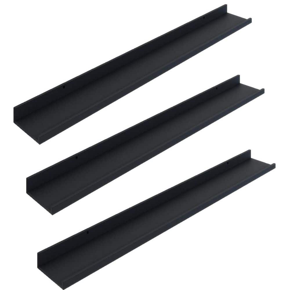 48 in. W x 5.7 in. D Black Floating Shelves Decorative Wall Shelf (Set of 3