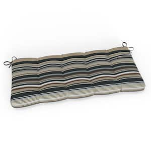 Stripe 48 in W x 5 in H Rectangular Outdoor Tufted Blown Bench Cushion with Ties 1-Count in Black Multi Labrisa Rattan