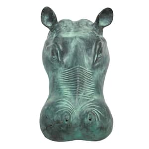 Spitting Hippo Head Cast Bronze Piped Spitting Statue