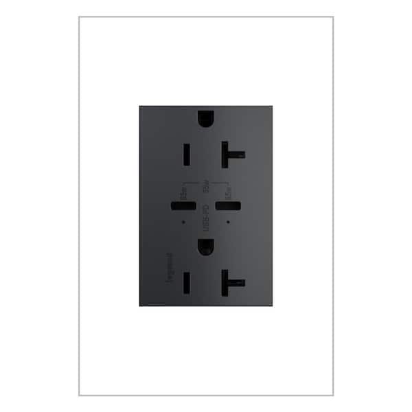 adorne 20A Tamper-Resistant Ultra-Fast Plus 65W Power Delivery USB Type-C/C Duplex Outlet, Graphite