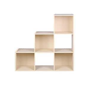 Open and Enclosed Tiered 6 MDF Cube Organizer, Oak