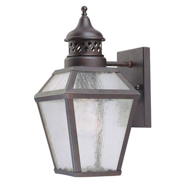 Illumine 1-Light Outdoor Wall Lantern Sconce English Bronze Finish Pale Cream Scavo Glass