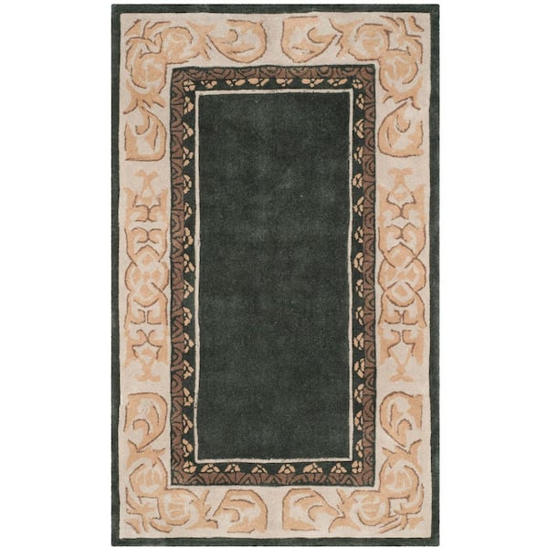 Total Performance 3 ft. x 5 ft. Green/Ivory Border Floral Area Rug