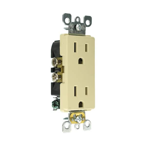 Leviton Decora 15 Amp 125 V Duplex Outlet/Receptacle, Ivory (1-Pack) 5325-SI