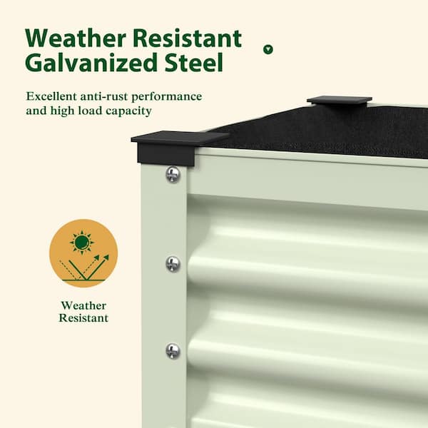 48 in. L x 25 in. W x 34 in. H Light Green Galvanized Steel Raised Garden Bed w/ Lockable Wheels, Liner and Drainage