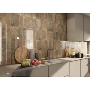 Marza Rust 4 in. x 12 in. Glossy Ceramic Brown Subway Tile (11.22 sq. ft. / case)