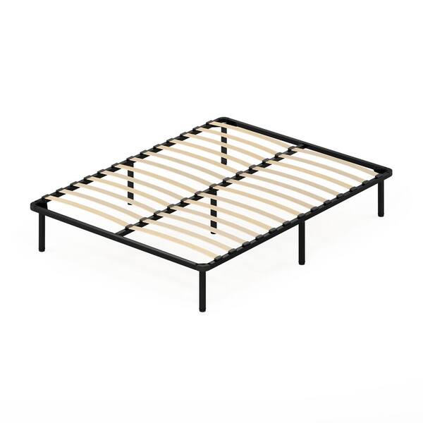 Queen Metal Platform Bed Frame With Wooden Slats Hanaposy