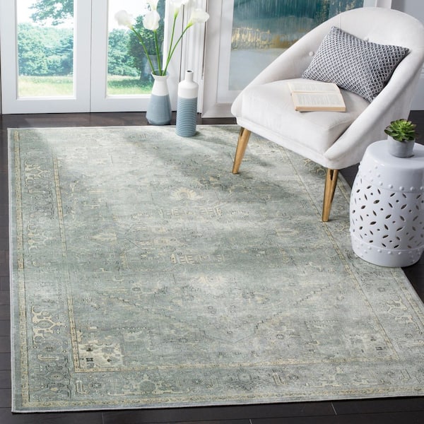 Vintage 3 ft. x 6 ft. Gray/Multi Distressed Floral Area Rug