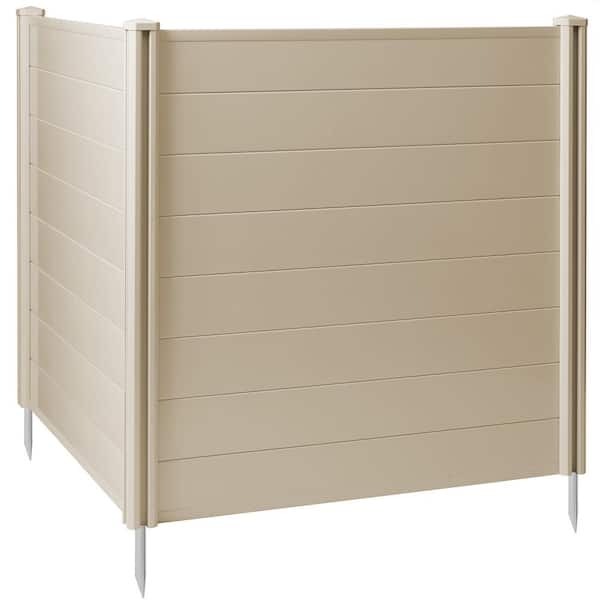 Casafield 48 in. x 48 in. Privacy Screen Outdoor Vinyl Fence Panel for AC / Trash-Tan