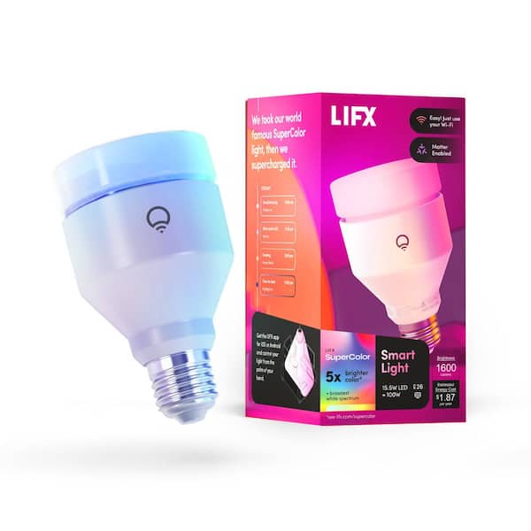 LIFX 100-Watt Equivalent A21 Multi-Color 9000K Wi-Fi LED light Bulb Works w/Alexa/Hey Google/HomeKit Tunable White (1-Bulb)