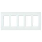 Claro 5 Gang Wall Plate for Decorator/Rocker Switches, Satin, Glacier White (1-Pack)