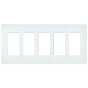 Claro 5 Gang Wall Plate for Decorator/Rocker Switches, Satin, Glacier White (SC-5-GL) (1-Pack)