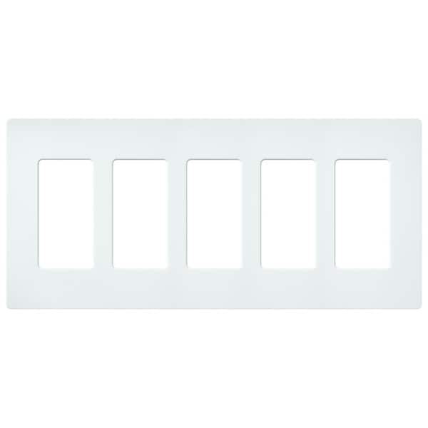 Lutron Claro 5 Gang Wall Plate for Decorator/Rocker Switches, Satin, Glacier White (SC-5-GL) (1-Pack)