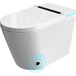 Elongated Smart Bidet Toilet 1.28 GPF in White With Auto Open/Close, Sensor Flush, Heated, Light, Tankless, No Nozzle