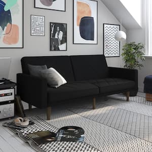 Paige Black Linen Upholstered Futon