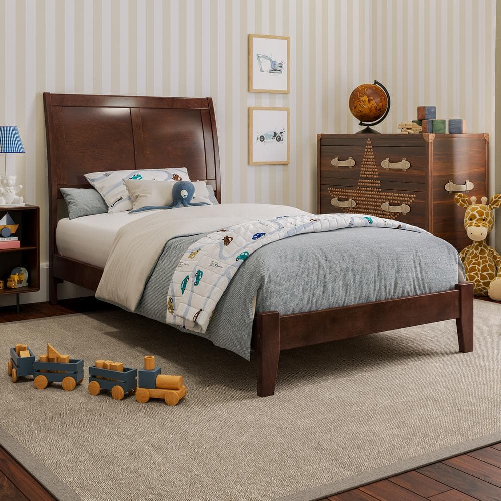 Portland Walnut Brown Solid Wood Frame Twin Low Profile Platform Bed price history on PriceWatchPro