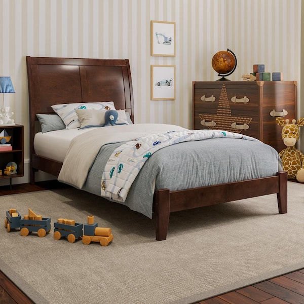 AFI Portland Walnut Brown Solid Wood Frame Twin Low Profile Platform Bed