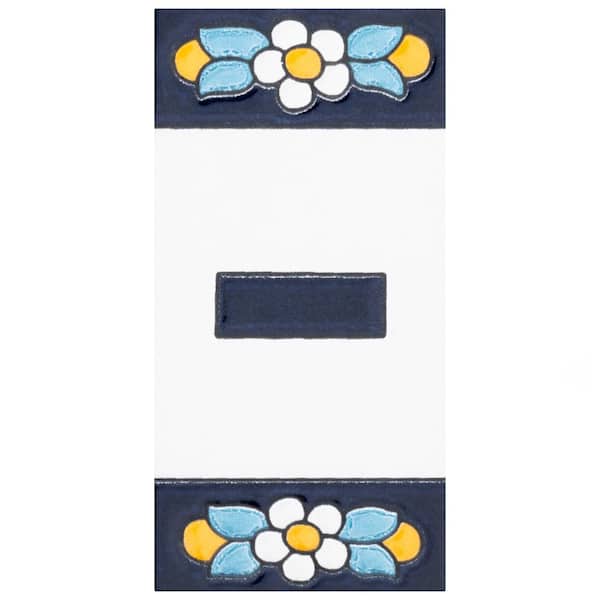 Merola Tile Sevillano Flora Address Accents Hyphen 2-1/8 in. x 4-3/8 in. Ceramic Wall Tile (0.07 sq. ft./Each)
