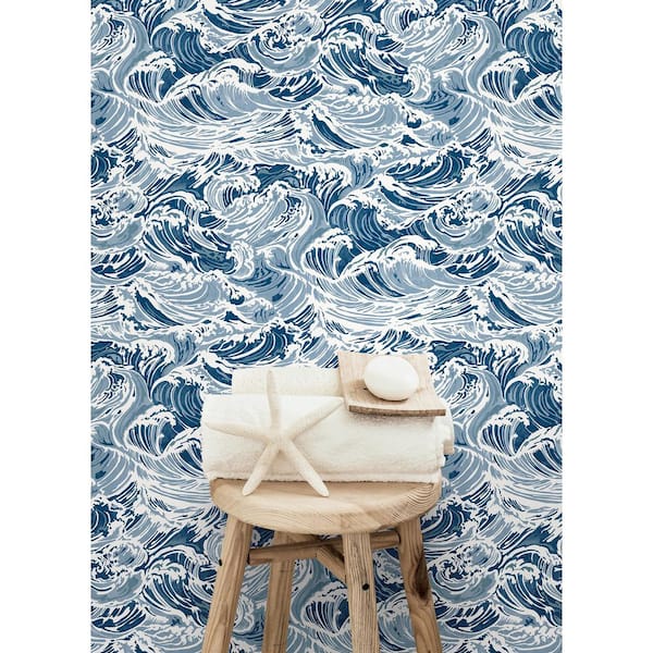 Crashing Waves Blue Peel and Stick Wallpaper