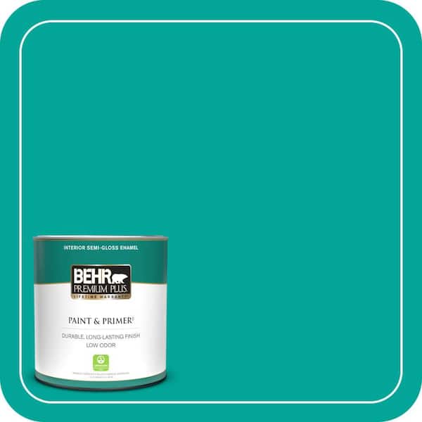 BEHR PREMIUM PLUS 1 qt. Home Decorators Collection #HDC-MD-22 Tropical Sea Semi-Gloss Enamel Low Odor Interior Paint & Primer