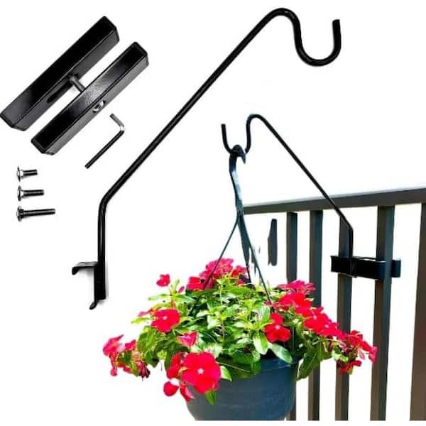 FAWEY TRED INC Multi Use Hook Kit for Vertical Spindled Railings 18 in. Hang Flower Baskets Bird Feeder 15LBS Weight Limit Steel