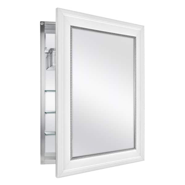Home Decorators Collection 19-7/8 in. W x 28-1/4 in. H Fog Free Framed  Recessed Mount Extended Storage Bathroom Medicine Cabinet in White w/ Mirror  45428 - The Home Depot