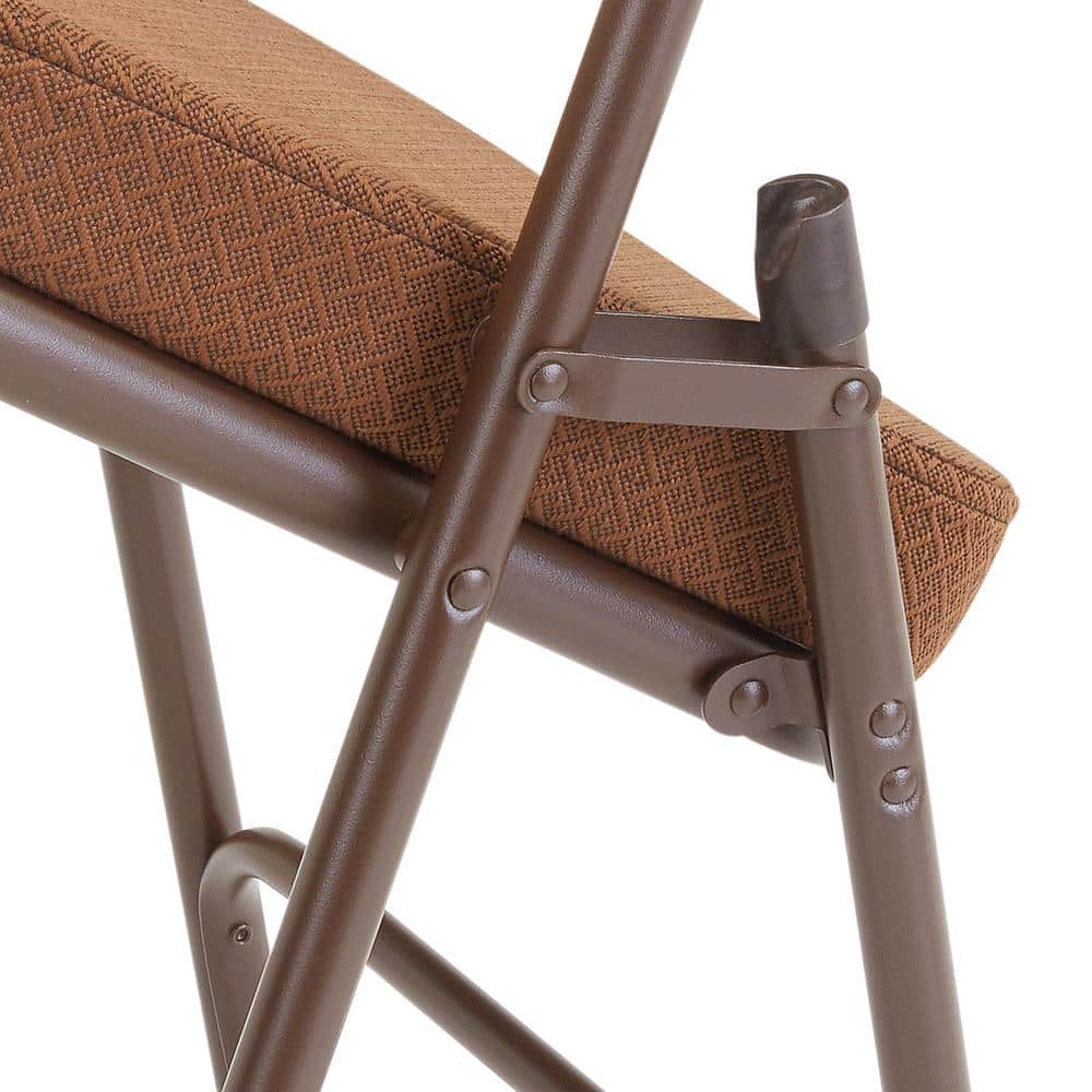 Gold and Mocha Brown Armless Vinyl Upholstered Folding Chair Set