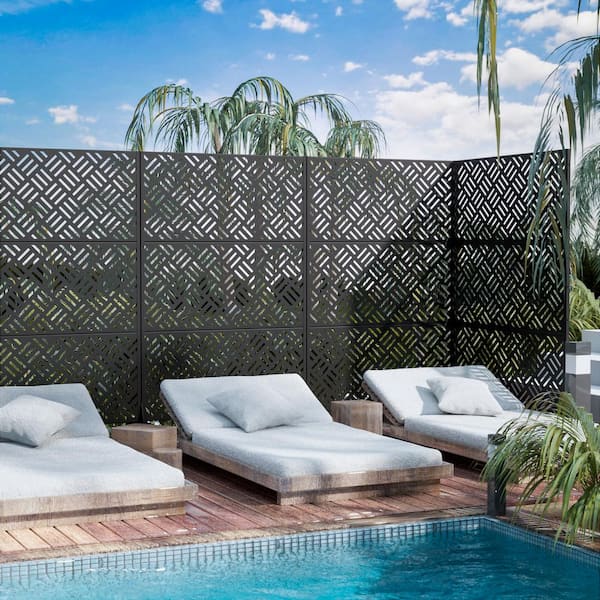 Dovelina Carl 72 in. Galvanized Steel Garden Fence Outdoor Privacy Screen Garden Screen Panels