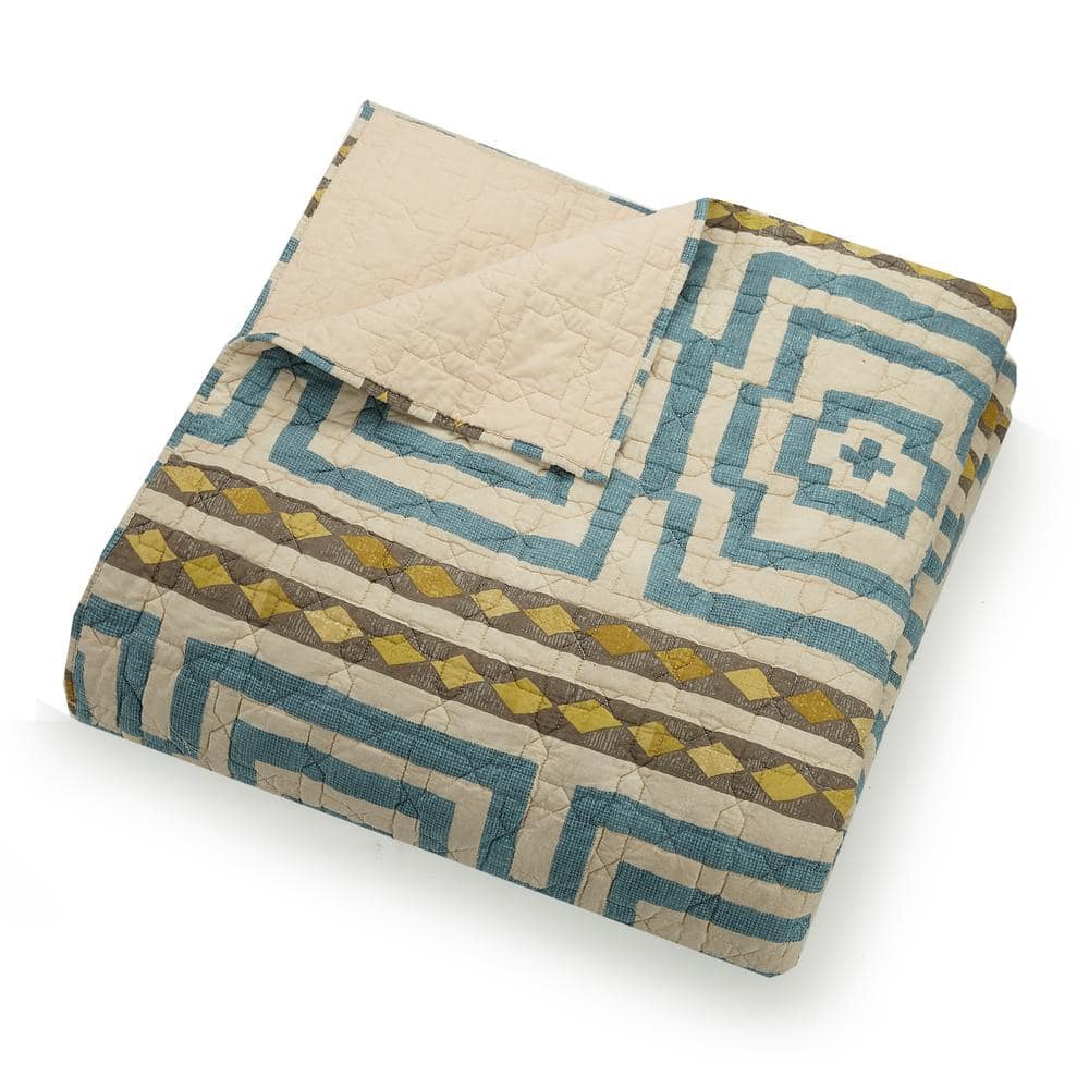 Hypnotic Blue and White Cotton Full Quilt Set