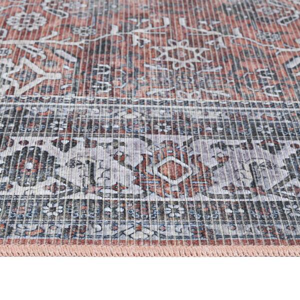 Alaska Red/Gray 3 ft. x 10 ft. Medallion Runner Rug