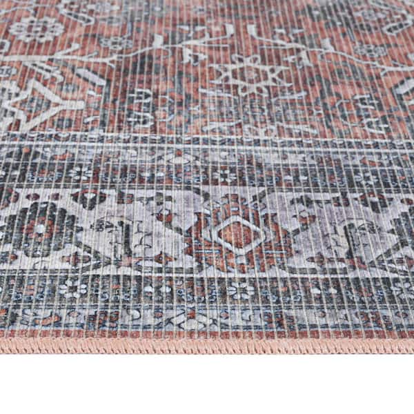 Alaska Red/Gray 8 ft. x 10 ft. Medallion Area Rug