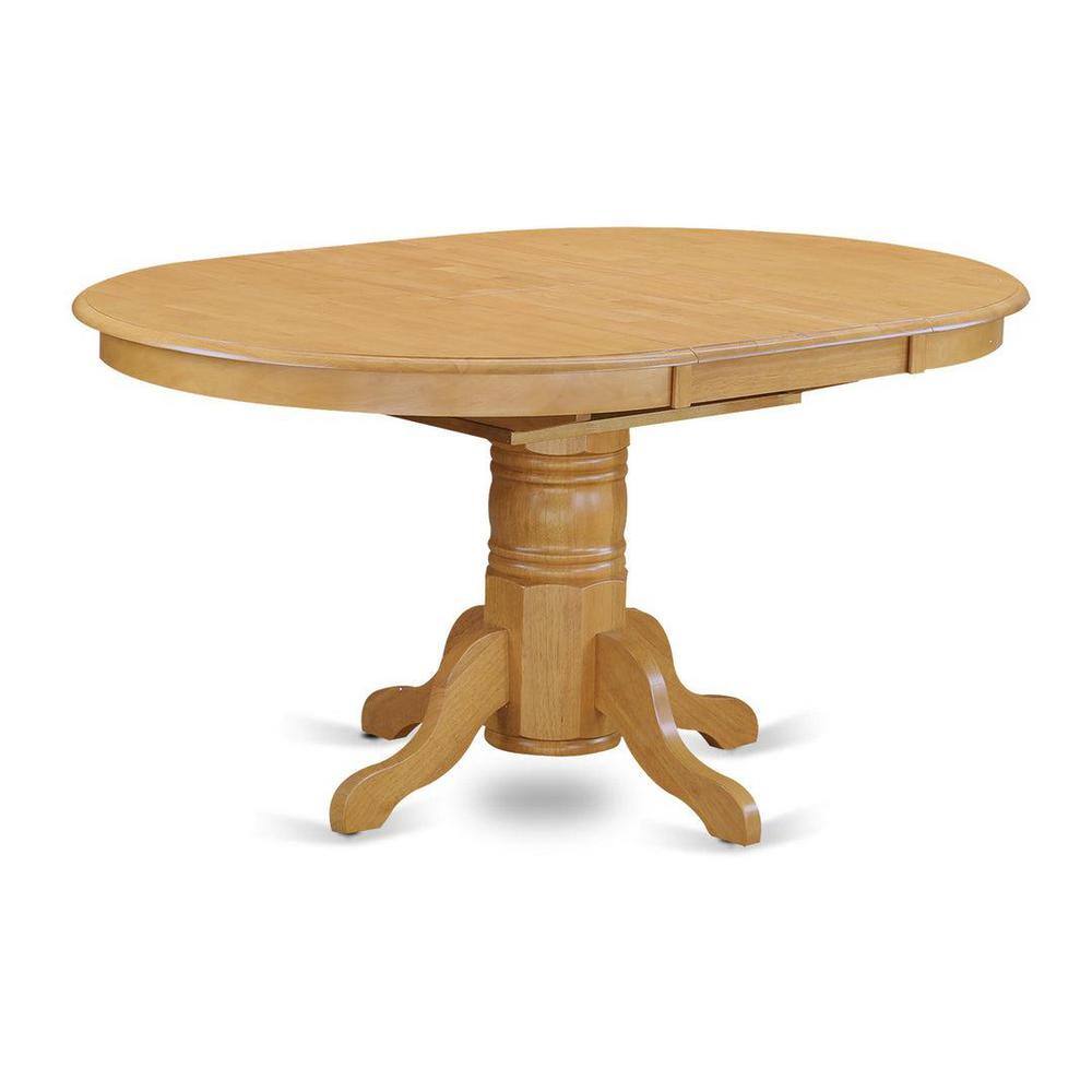 Oak Finish Round Dining Table Set with 6 Chairs