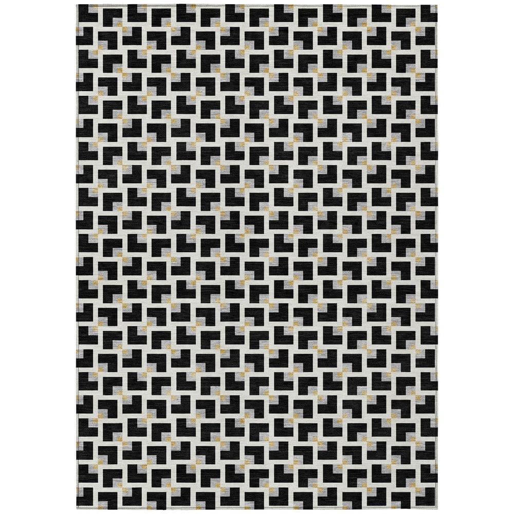 Chantille Machine Washable Indoor/Outdoor Abstract ACN2602 Black 5 ft. x 7 ft. 6 in. Area Rug price history on PriceWatchPro
