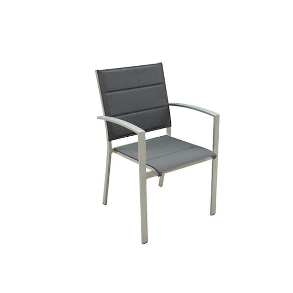 Courtyard Casual Skyline Stackable Silver Aluminum Outdoor Padded Dining Chairs (6-Piece Set)