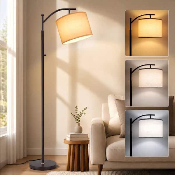 BICIK 63 in. 3 Color Temperatures Brown Adjustable Arched/Arc