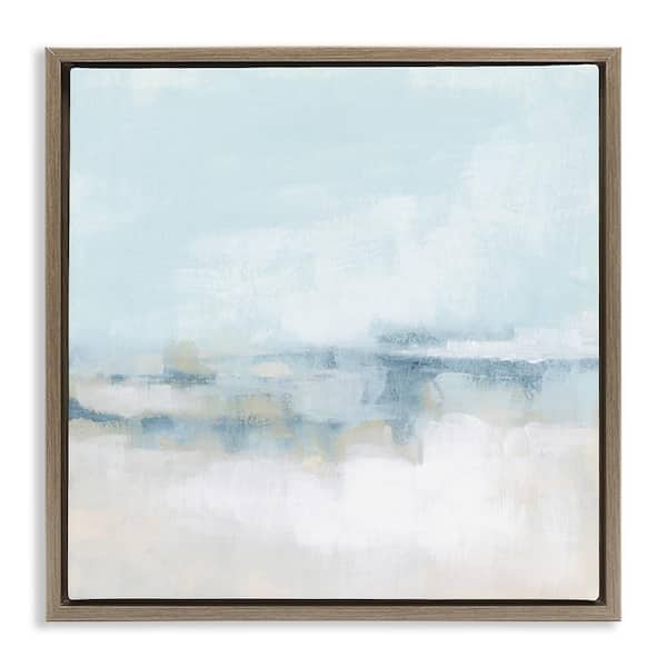 Abstract Cloudy Landscape Blue Fog by June Erica Vess Brown Floater Frame Graphic Art Print Abstract 25 in. x 25 in.